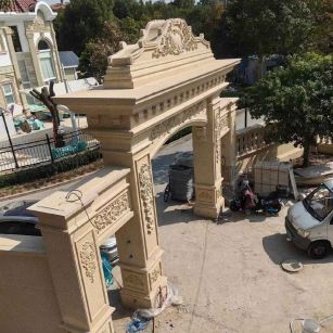 黑河 黄金麻荔枝面花岗岩别墅门楼