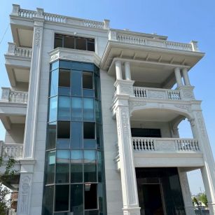 黑河 白麻花岗岩别墅外墙干挂效果展示