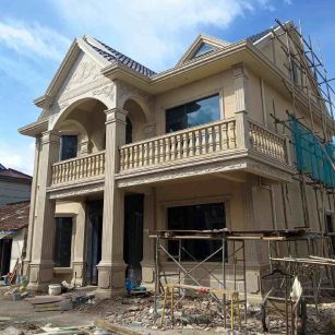 黑河 黄金麻花岗岩石材私人别墅雕花门楼柱阳台栏杆