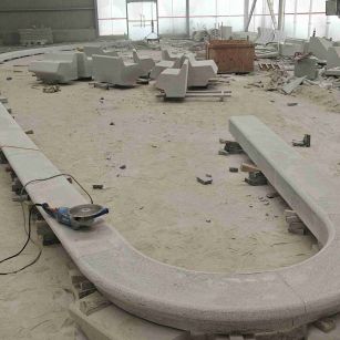 黑河 芝麻白花岗岩弧形花坛石，坐凳石