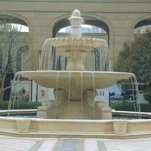 黑河 黄金麻花岗岩异型加工——户外庭院石雕流水喷泉