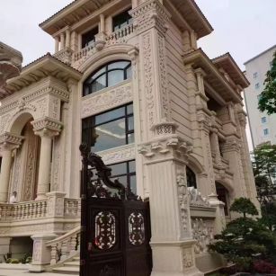 黑河 黄金麻花岗岩别墅外墙干挂效果展示