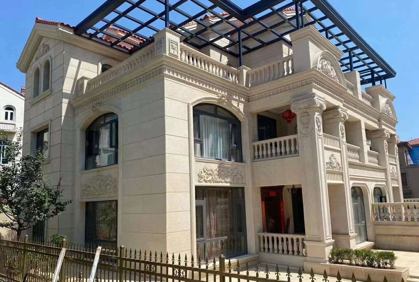 黑河 黄金麻花岗岩荔枝面别墅外墙干挂