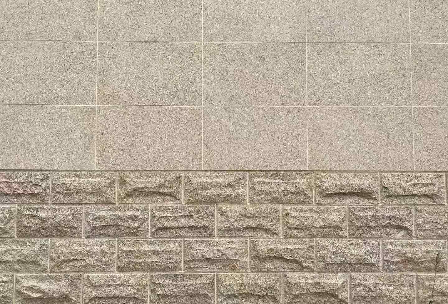 黑河 黄金麻自然面蘑菇石配荔枝面干挂