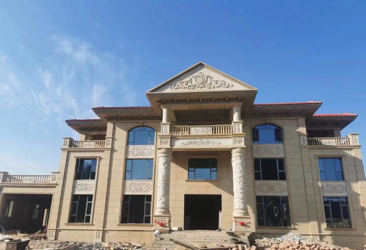 黑河 黄金麻花岗岩别墅外墙干挂