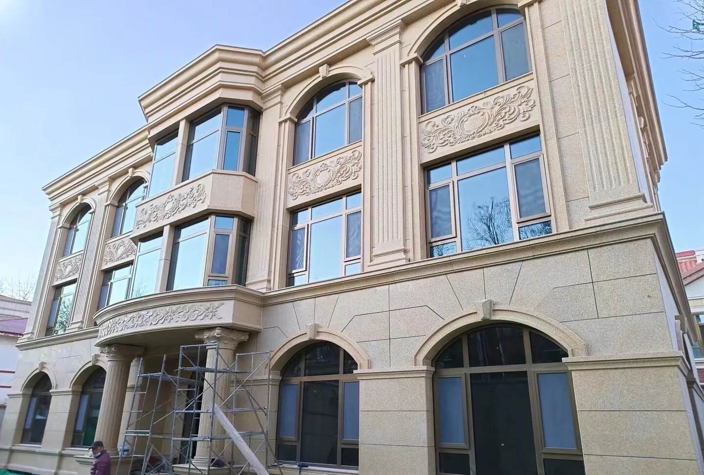 黑河 黄金麻花岗岩别墅外墙干挂